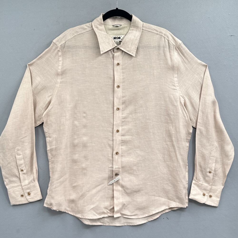 Joseph Abbound Linen Button Down Shirt Mens XL Beige New Preppy Business Career